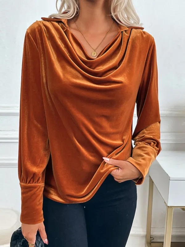 Perfee Ruched Long Sleeve Blouse sold by Charming Charlie