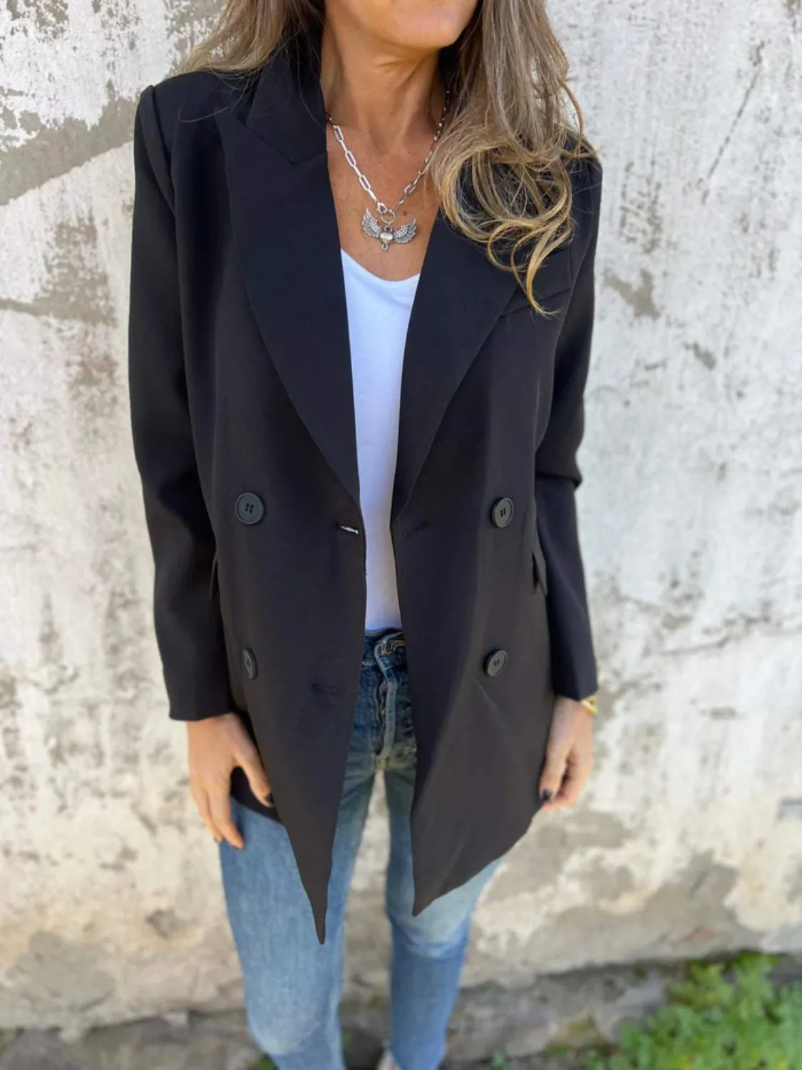 Full Size Collared Neck Long Sleeve Blazer sold by Charming Charlie product image thumbnail 4