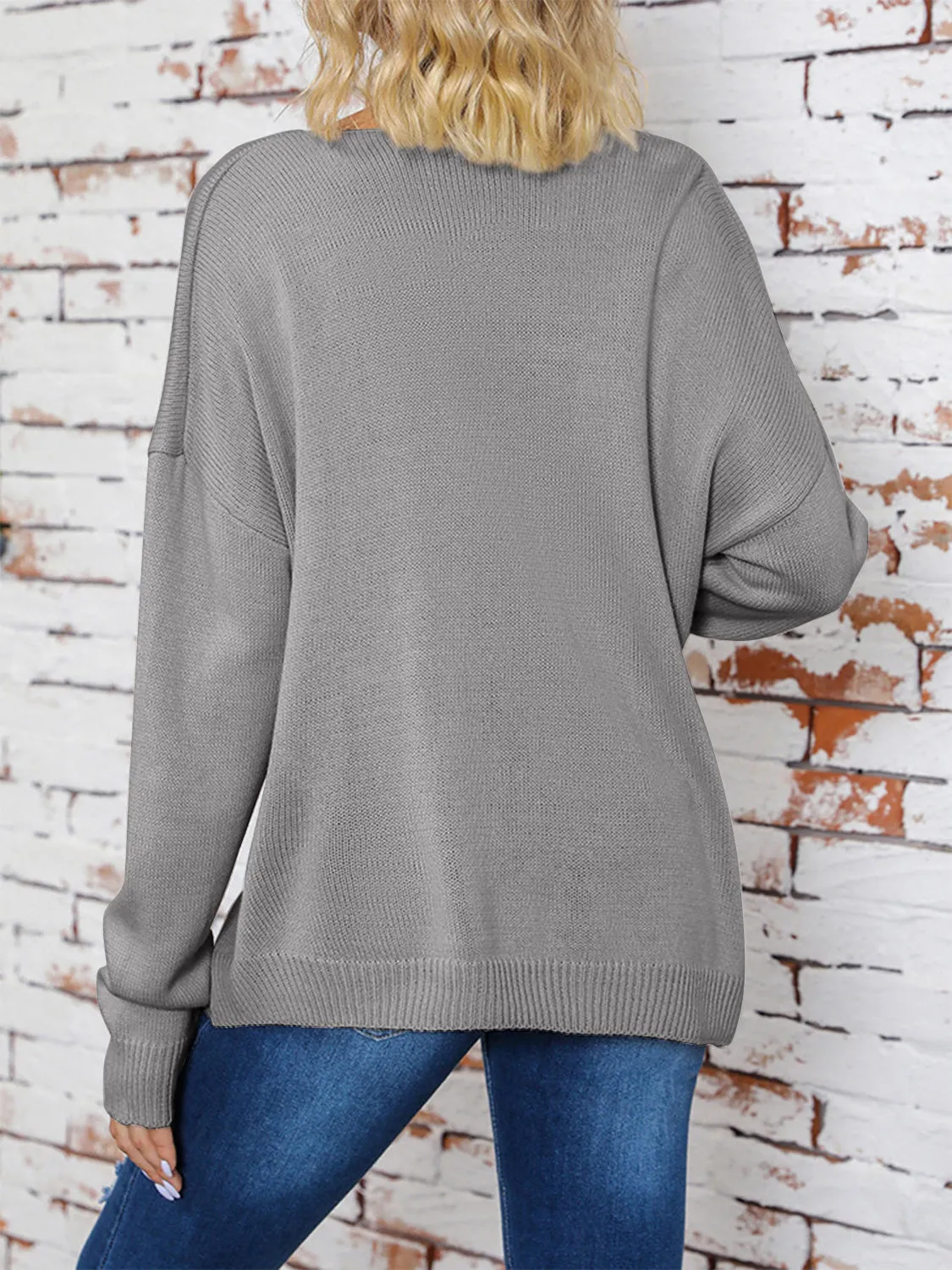 Surplice Dropped Shoulder Long Sleeve Sweater sold by Charming Charlie product image thumbnail 4