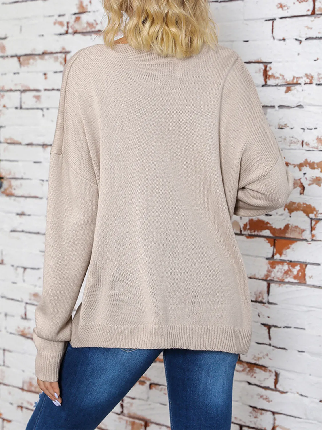 Surplice Dropped Shoulder Long Sleeve Sweater sold by Charming Charlie product image thumbnail 3