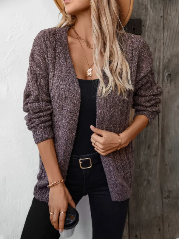 Cable-Knit Open Front Long Sleeve Cardigan sold by Charming Charlie