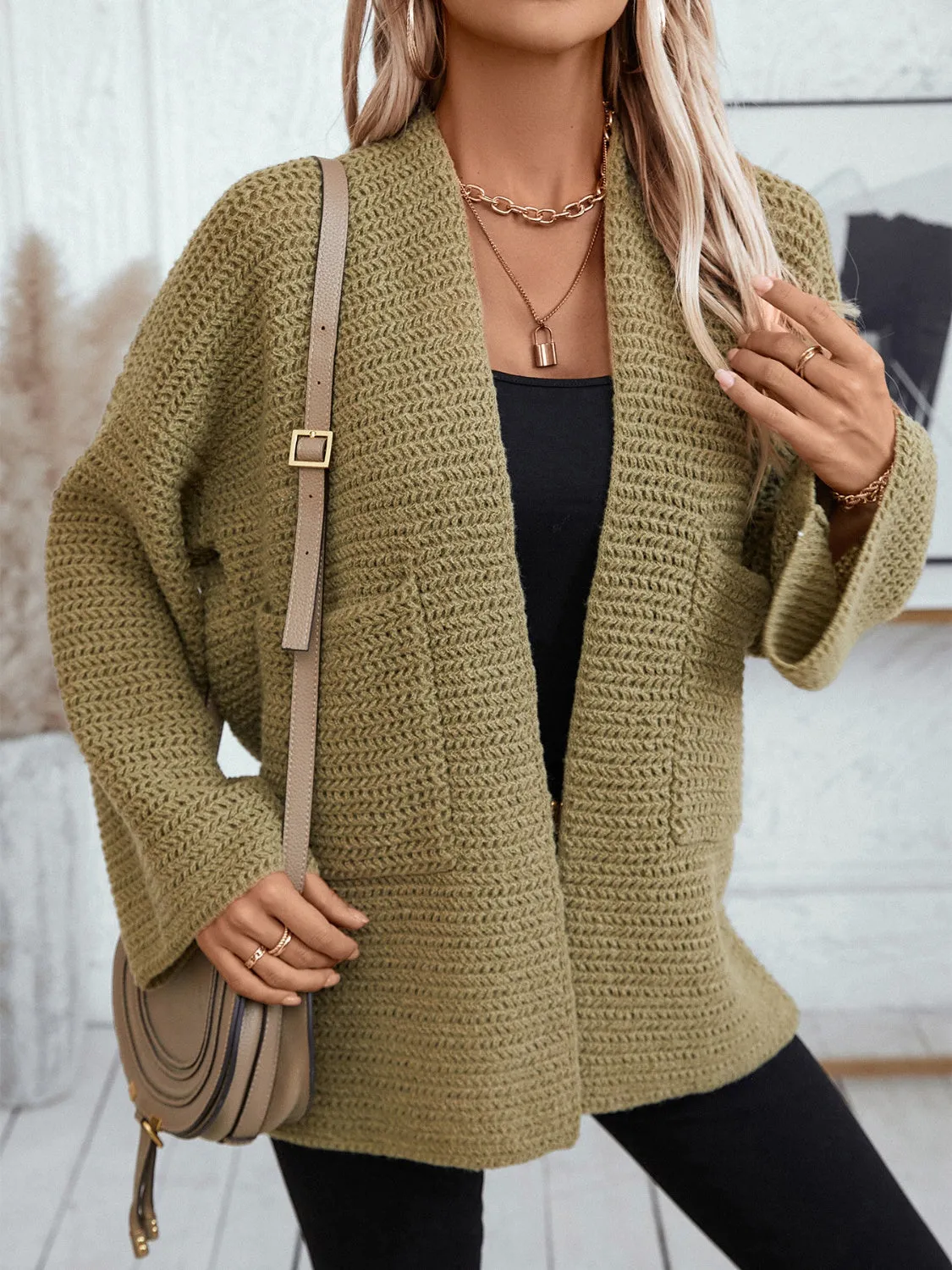 Open Front Long Sleeve Cardigan sold by Charming Charlie product image thumbnail 3