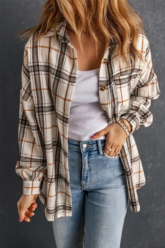 Plaid High-Low Shacket with Slit sold by Charming Charlie