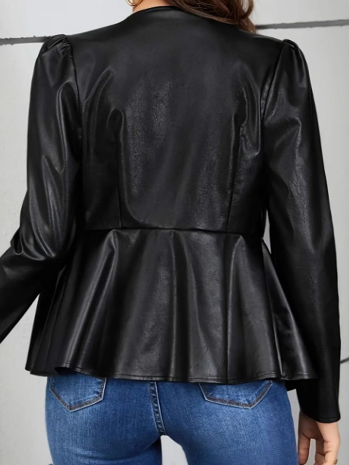 Peplum Zip Up Long Sleeve Jacket sold by Charming Charlie product image thumbnail 3