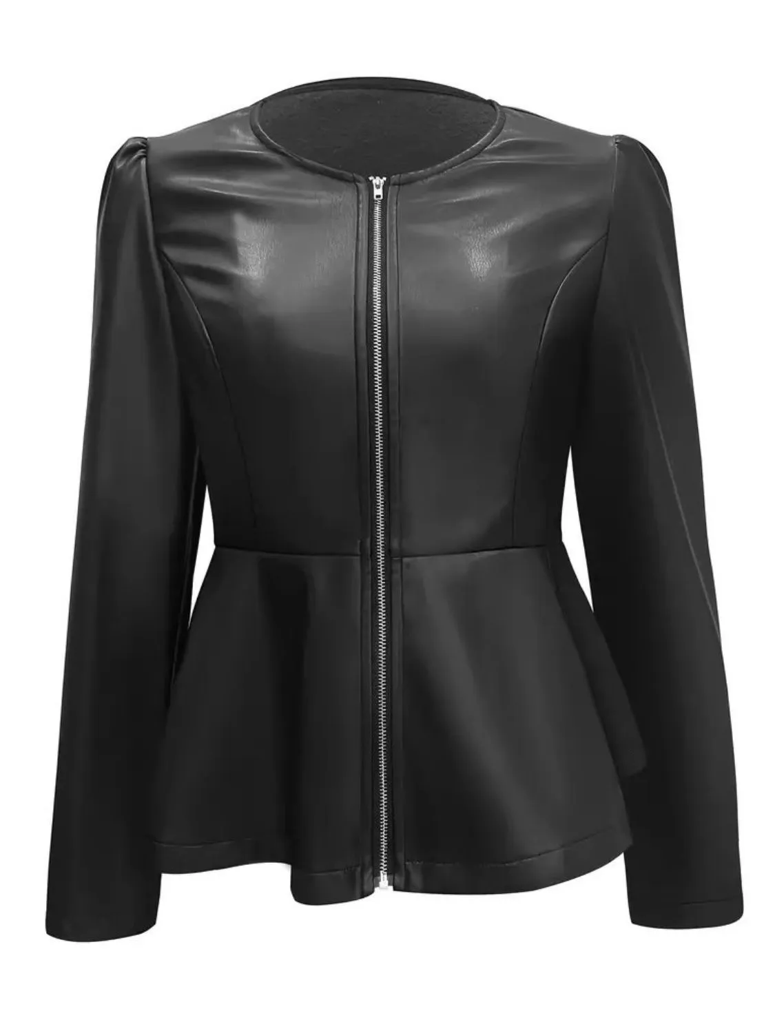 Peplum Zip Up Long Sleeve Jacket sold by Charming Charlie product image thumbnail 4