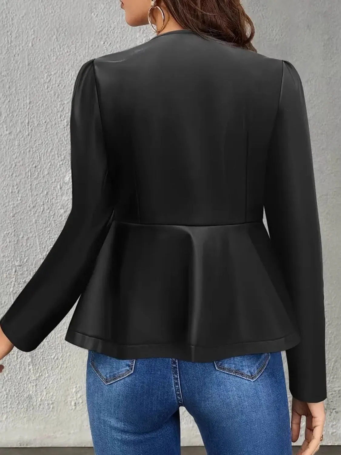 Peplum Zip Up Long Sleeve Jacket sold by Charming Charlie product image thumbnail 2
