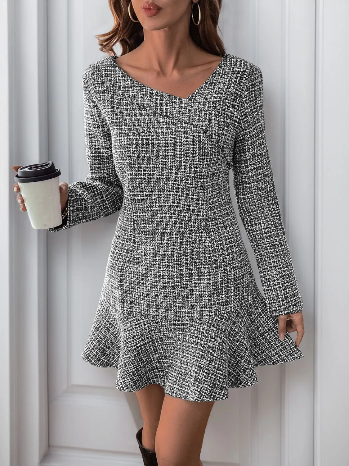 Perfee Asymmetric Long Sleeve Mini Dress sold by Charming Charlie product image thumbnail 4