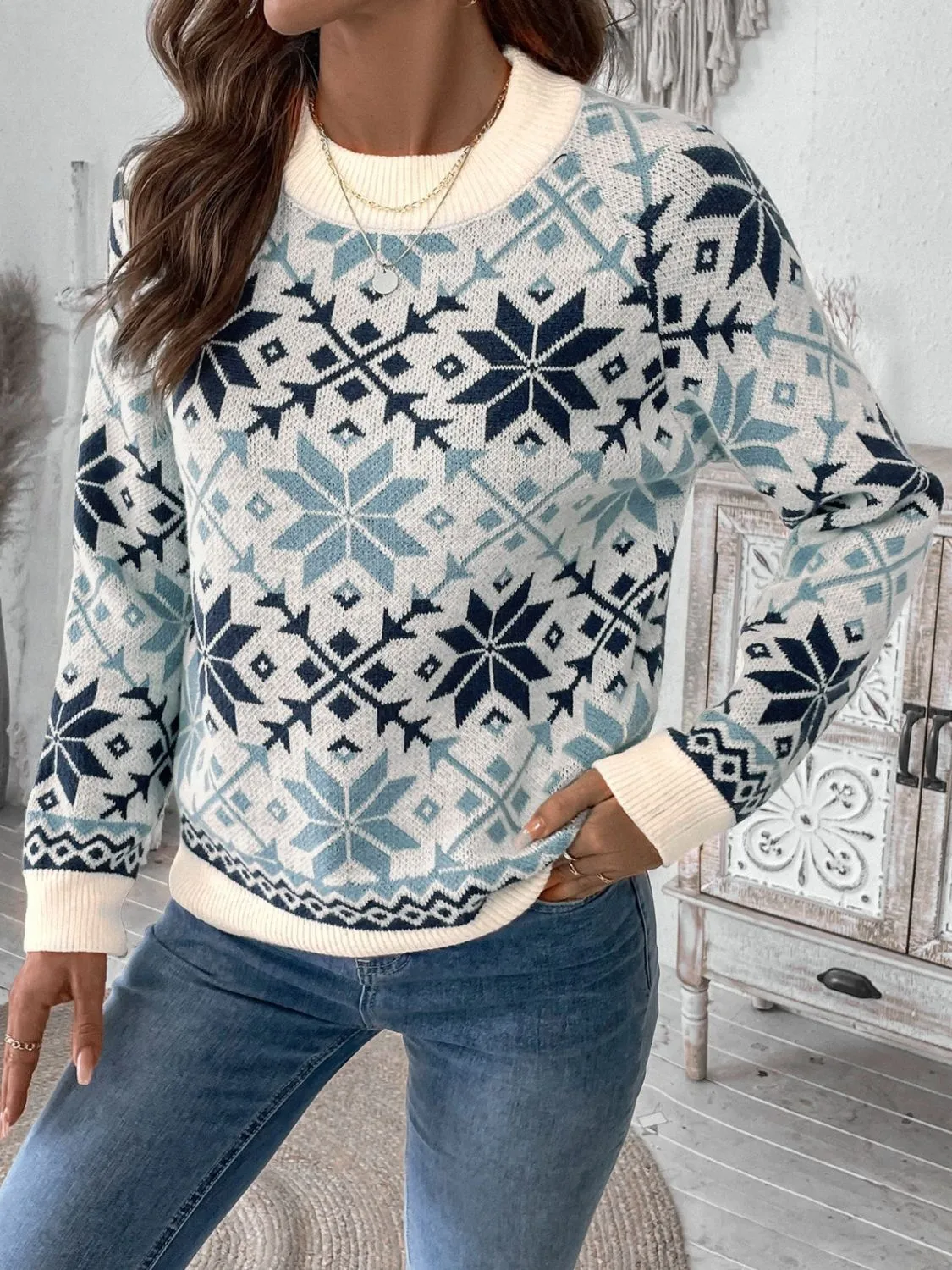 Perfee Graphic Round Neck Long Sleeve Sweater sold by Charming Charlie product image thumbnail 3