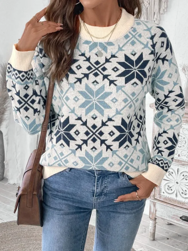 Perfee Graphic Round Neck Long Sleeve Sweater sold by Charming Charlie