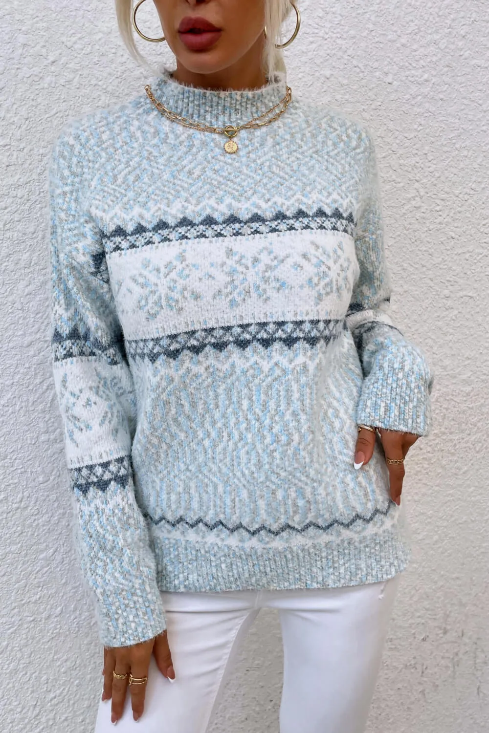 Snowflake Pattern Mock Neck Sweater sold by Charming Charlie product image thumbnail 5