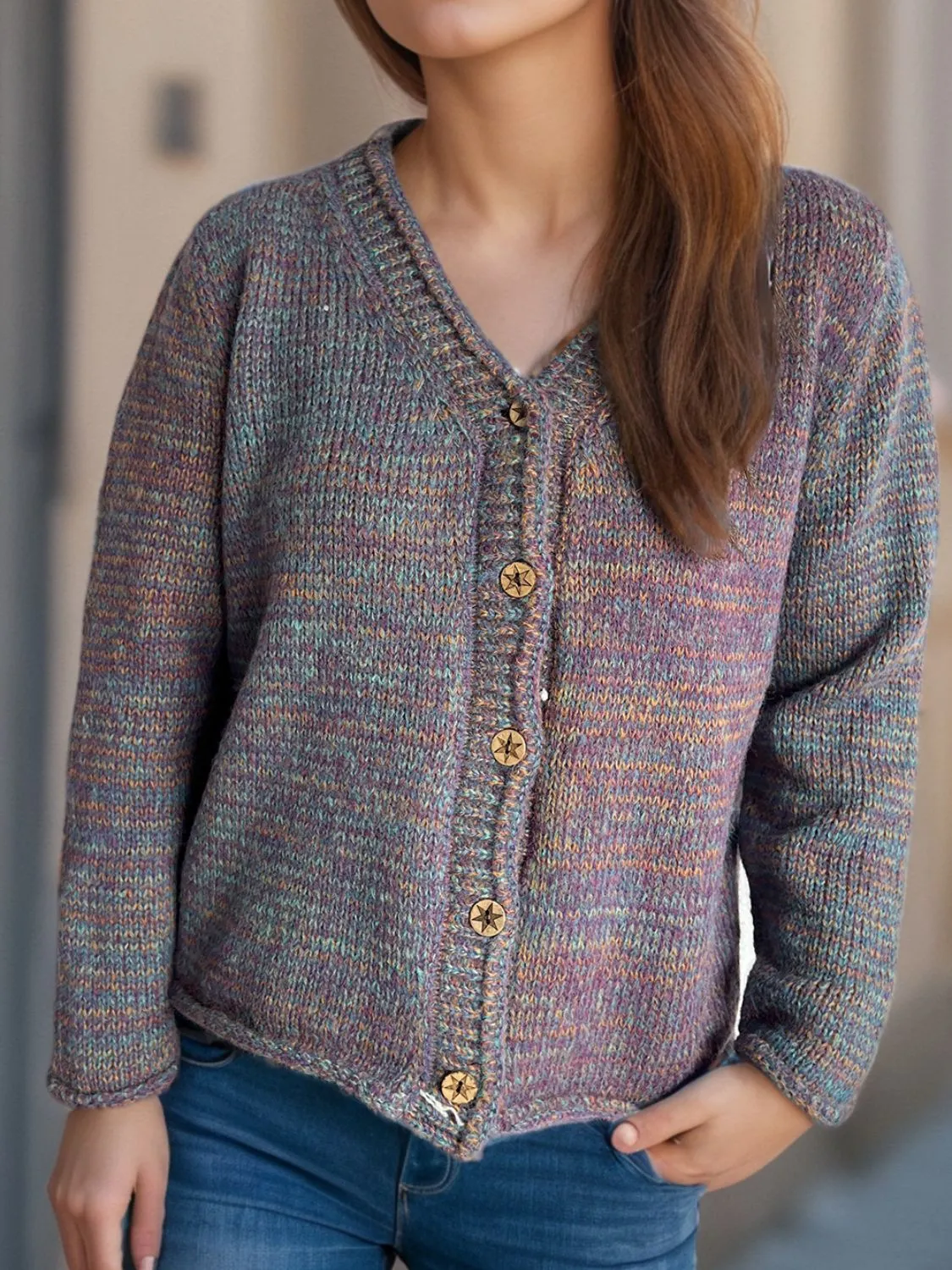 Heathered V-Neck Long Sleeve Cardigan sold by Charming Charlie product image thumbnail 5