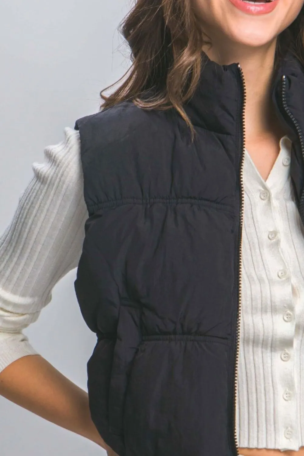 Love Tree Zip Up Turtleneck Cropped Vest Coat sold by Charming Charlie product image thumbnail 3