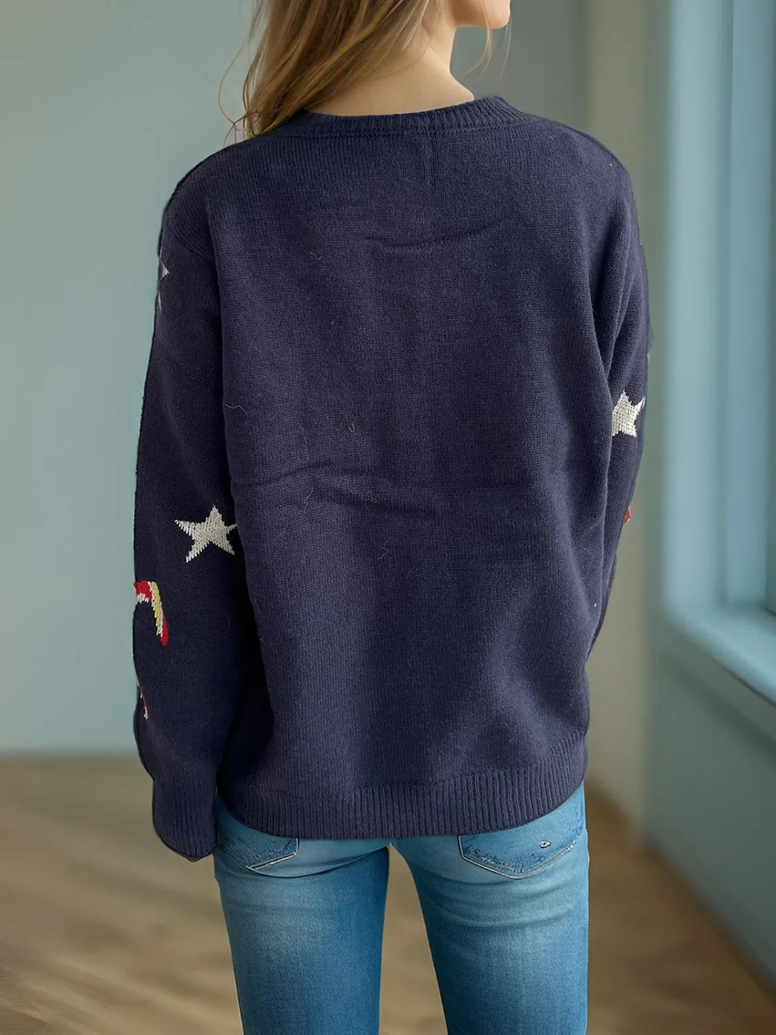 Candy Cane & Star Button Down Long Sleeve Cardigan sold by Charming Charlie product image thumbnail 2