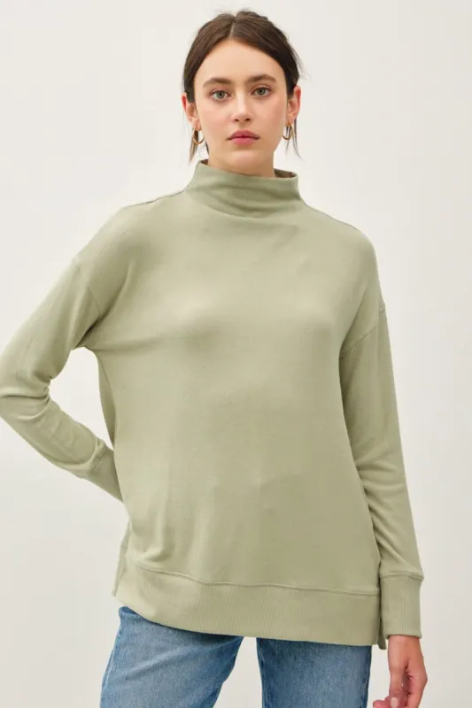 Be Cool Side Slit Mock Neck Long Sleeve Tunic Top sold by Charming Charlie