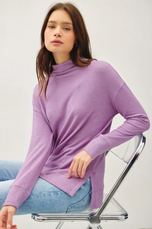 Be Cool Side Slit Mock Neck Long Sleeve Tunic Top sold by Charming Charlie