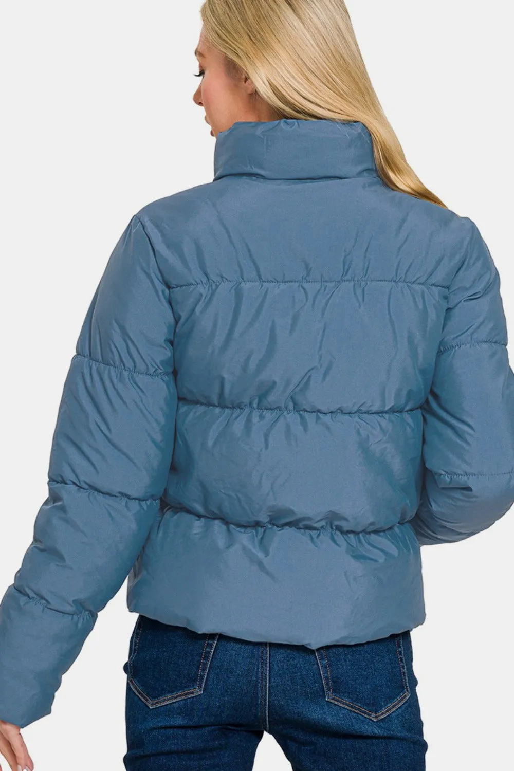 Zenana Zip Up Turtleneck Puffer Jacket with Pockets sold by Charming Charlie product image thumbnail 2