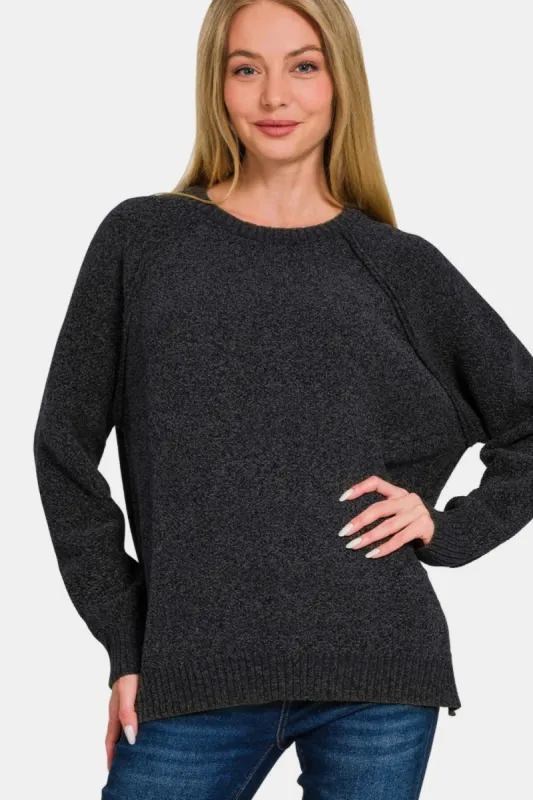 Zenana Side Slit Raglan Sleeve Sweater sold by Charming Charlie