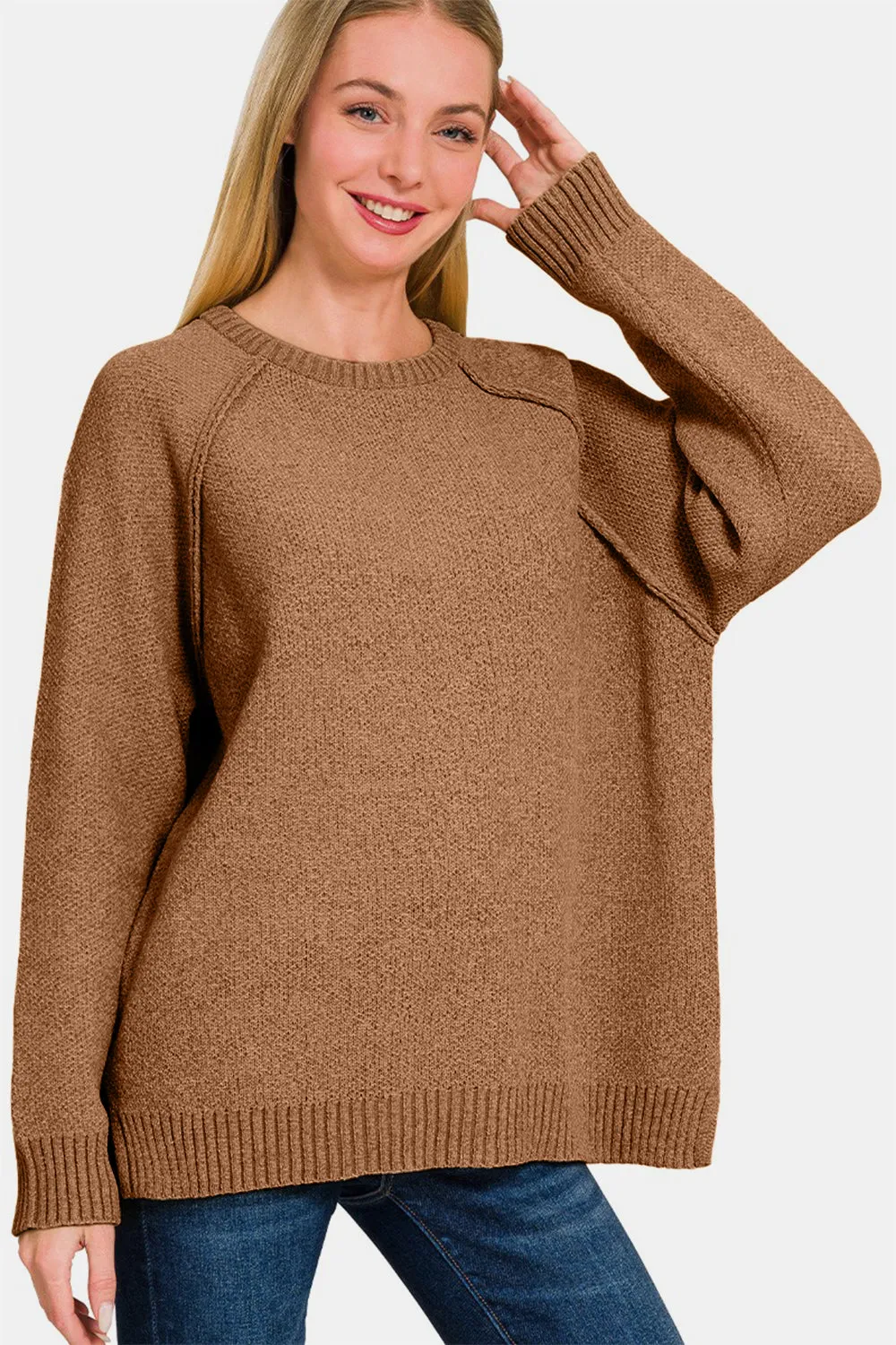 Zenana Side Slit Raglan Sleeve Sweater sold by Charming Charlie product image thumbnail 3