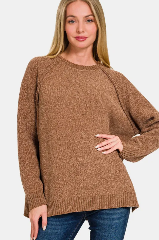 Zenana Side Slit Raglan Sleeve Sweater sold by Charming Charlie