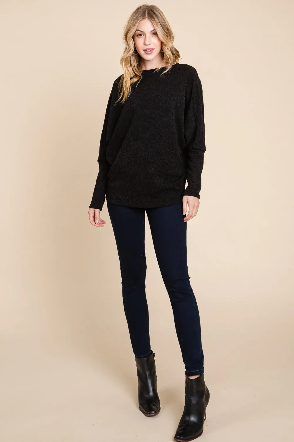 BOMBOM Drop Shoulder Long Sleeve Knit Top sold by Charming Charlie product image thumbnail 5