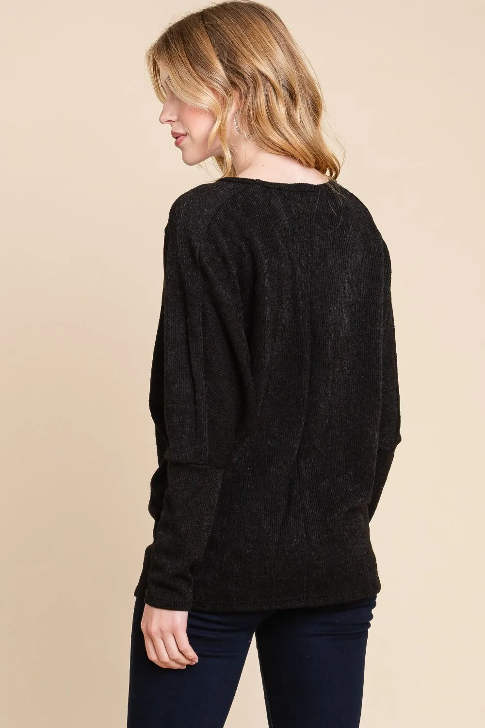 BOMBOM Drop Shoulder Long Sleeve Knit Top sold by Charming Charlie product image thumbnail 2