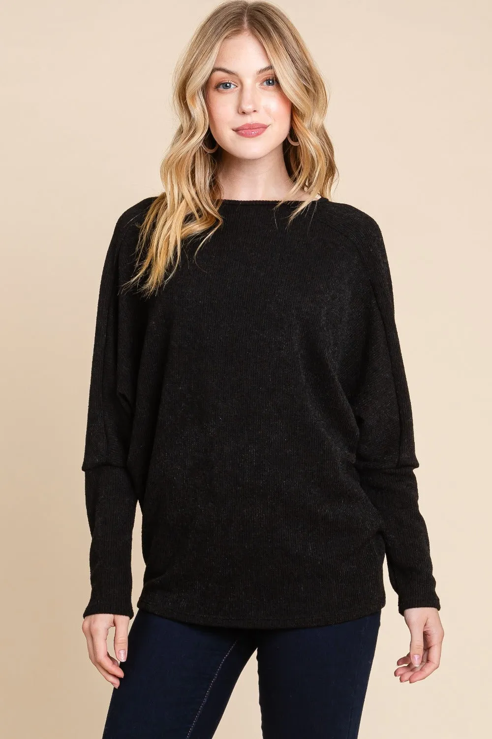 BOMBOM Drop Shoulder Long Sleeve Knit Top sold by Charming Charlie product image thumbnail 4