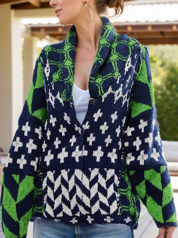 Cross Graphic Button Up Long Sleeve Cardigan sold by Charming Charlie