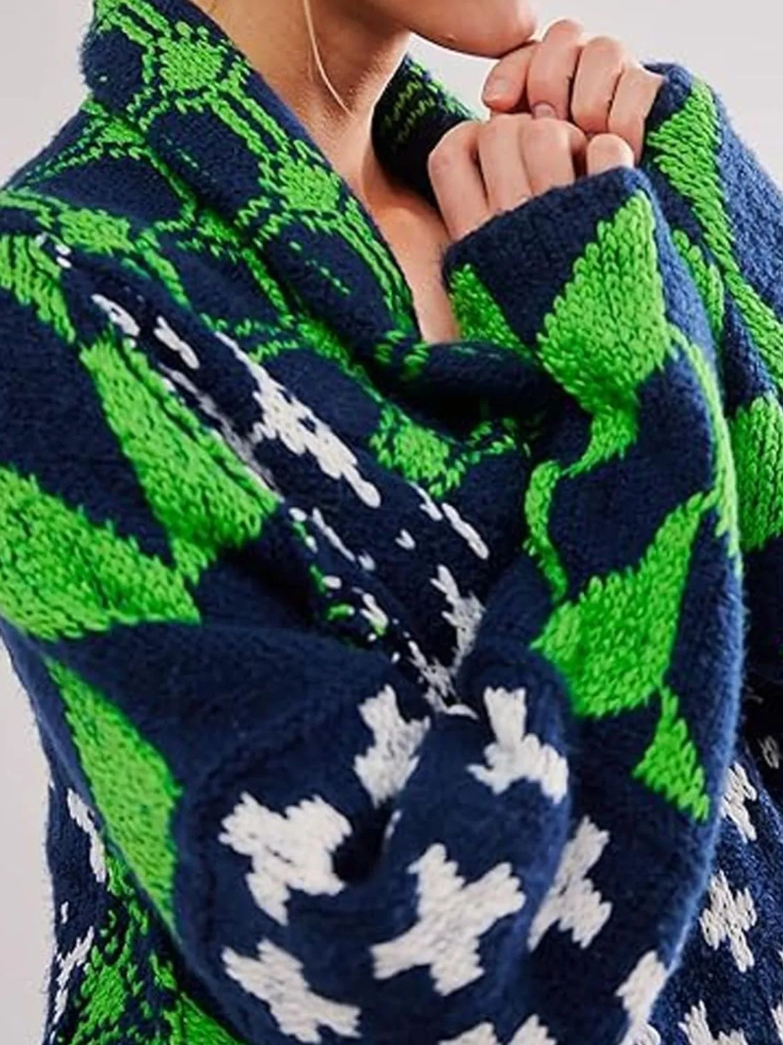 Cross Graphic Button Up Long Sleeve Cardigan sold by Charming Charlie product image thumbnail 3