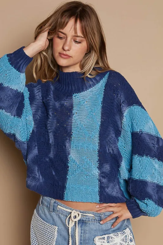 POL Mock Neck Color Block Sweater sold by Charming Charlie