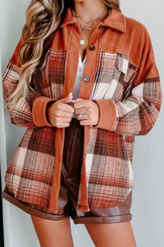 Plaid Button Up Long Sleeve Jacket sold by Charming Charlie