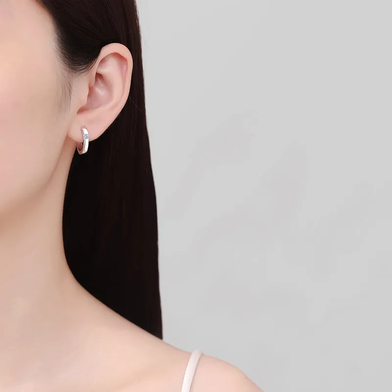 925 Sterling Silver Moissanite Huggie Earrings sold by Charming Charlie product image thumbnail 4