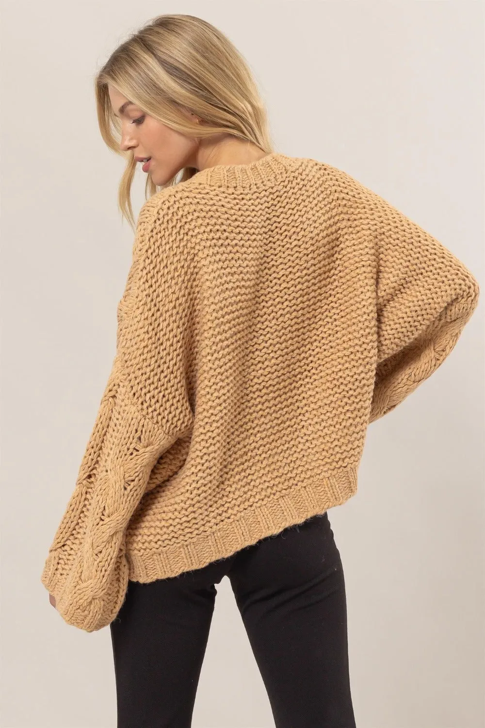 HYFVE Cable Knit V-Neck Sweater sold by Charming Charlie product image thumbnail 2