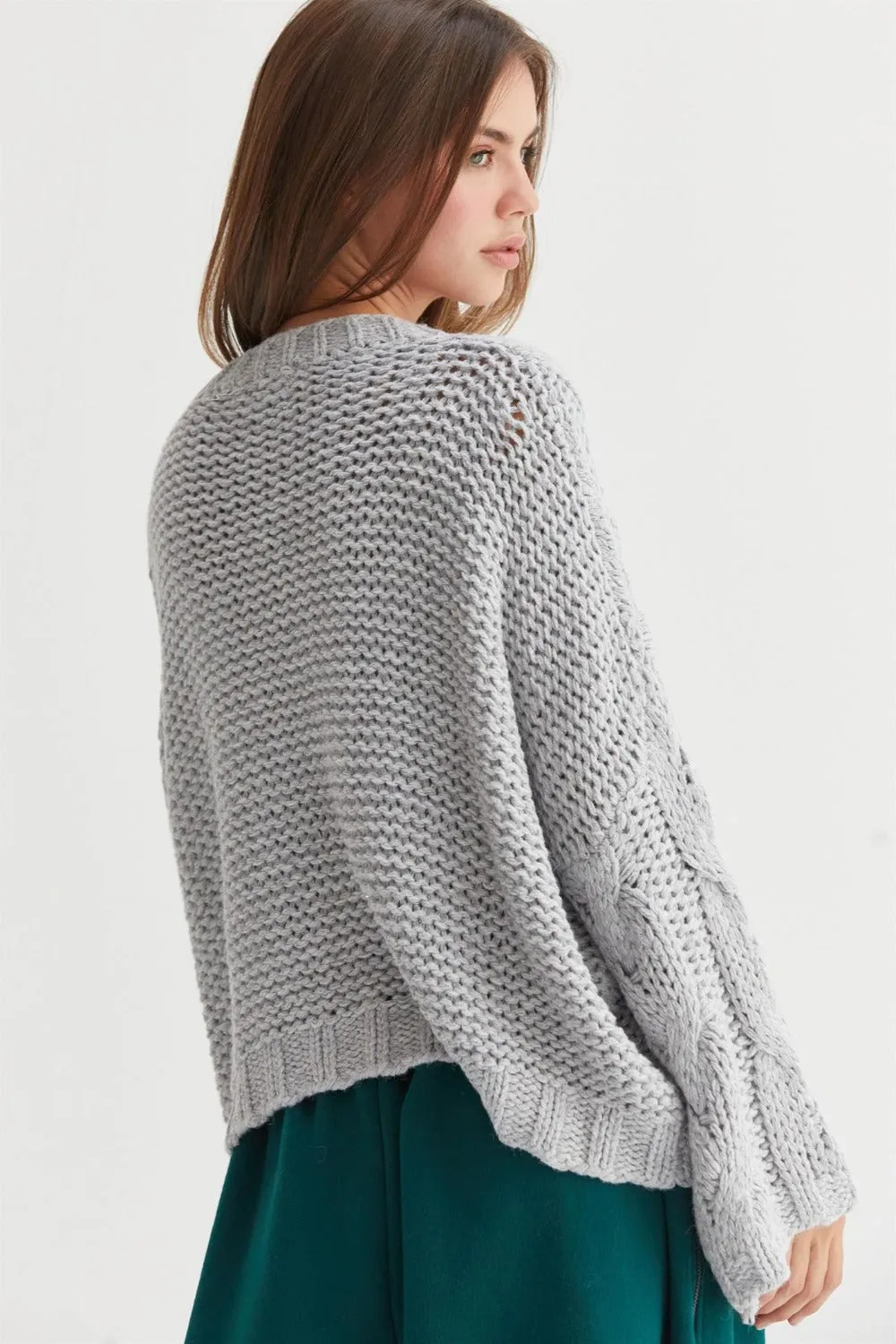 HYFVE Cable Knit V-Neck Sweater sold by Charming Charlie product image thumbnail 2