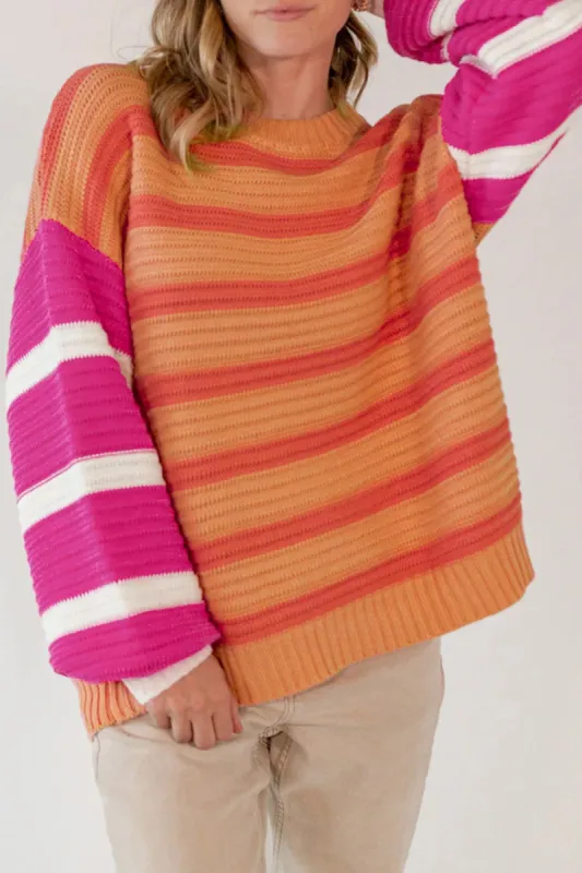 Striped Round Neck Long Sleeve Sweater sold by Charming Charlie
