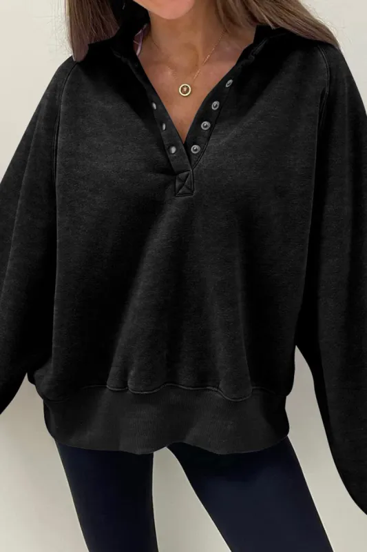 Half Snap Long Sleeve Sweatshirt sold by Charming Charlie