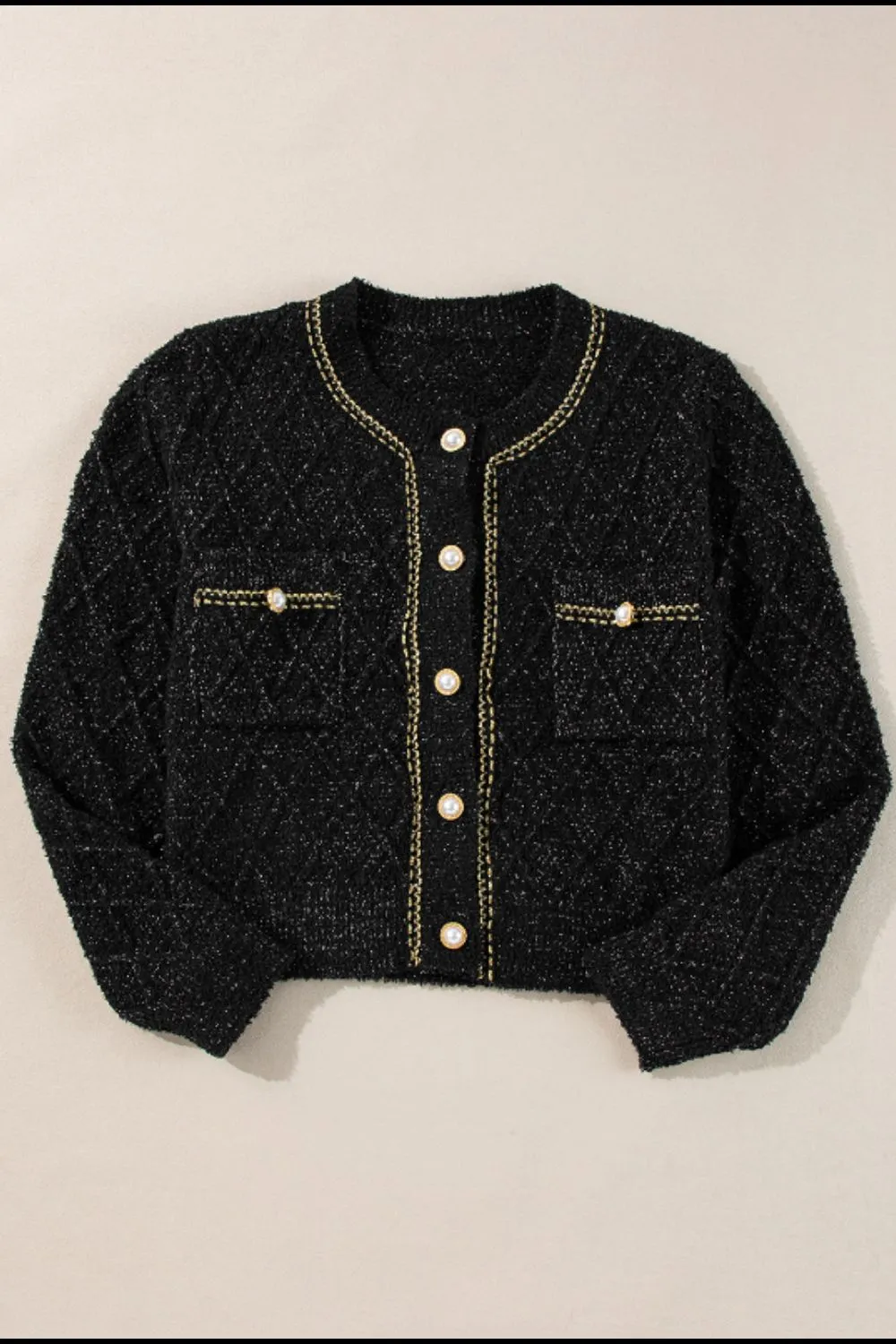 Round Neck Button Up Long Sleeve Cardigan sold by Charming Charlie product image thumbnail 5