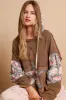 POL Star Patchwork Raw Edge French Terry Hoodie sold by Charming Charlie