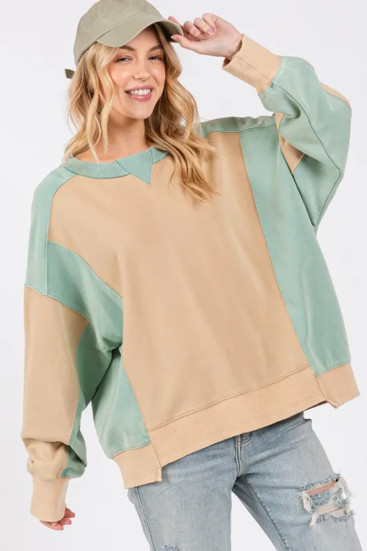 SAGE + FIG Color Block Round Neck Sweatshirt sold by Charming Charlie