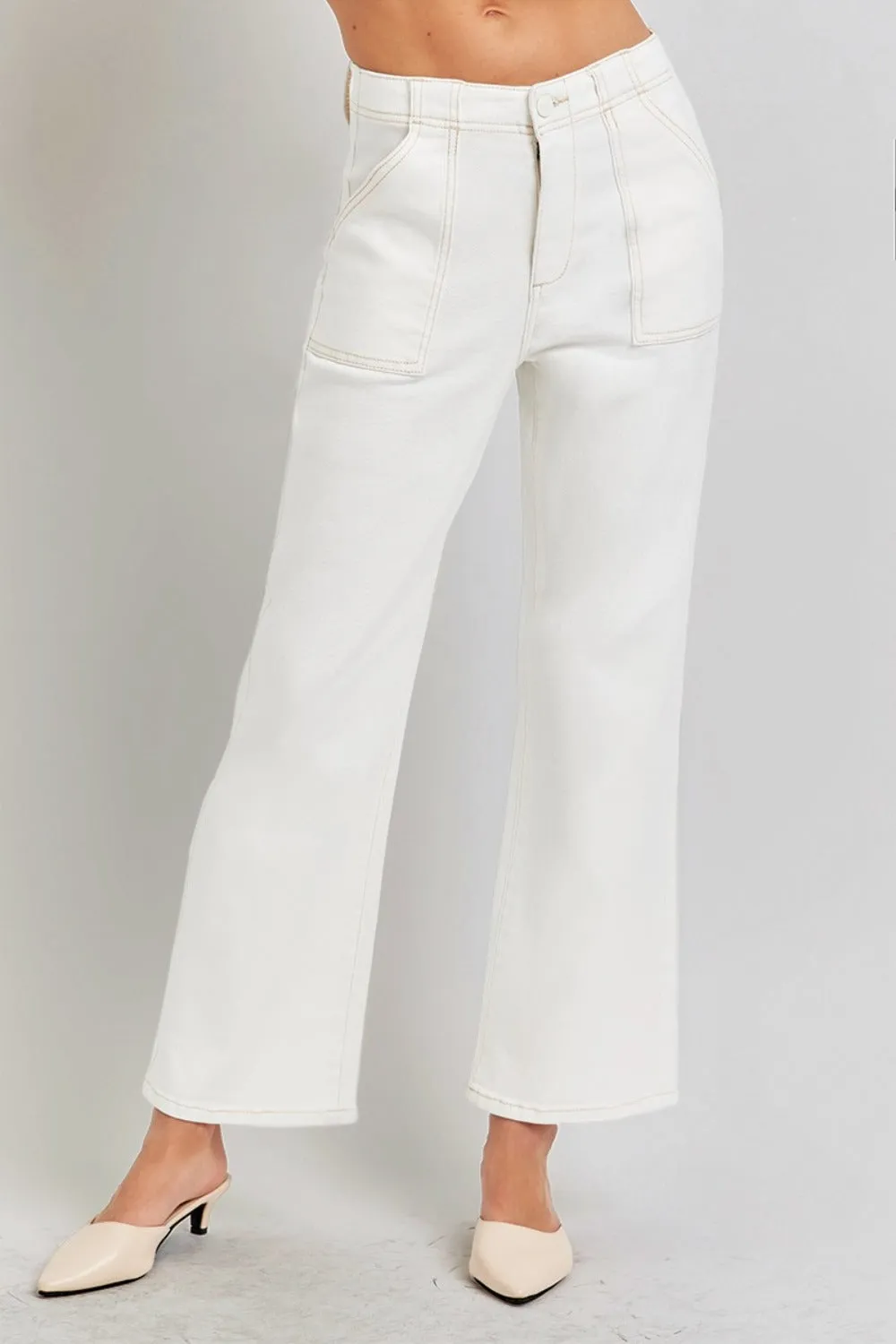 RISEN High Rise Ankle Flare Jeans with Patch Pockets sold by Charming Charlie product image thumbnail 5