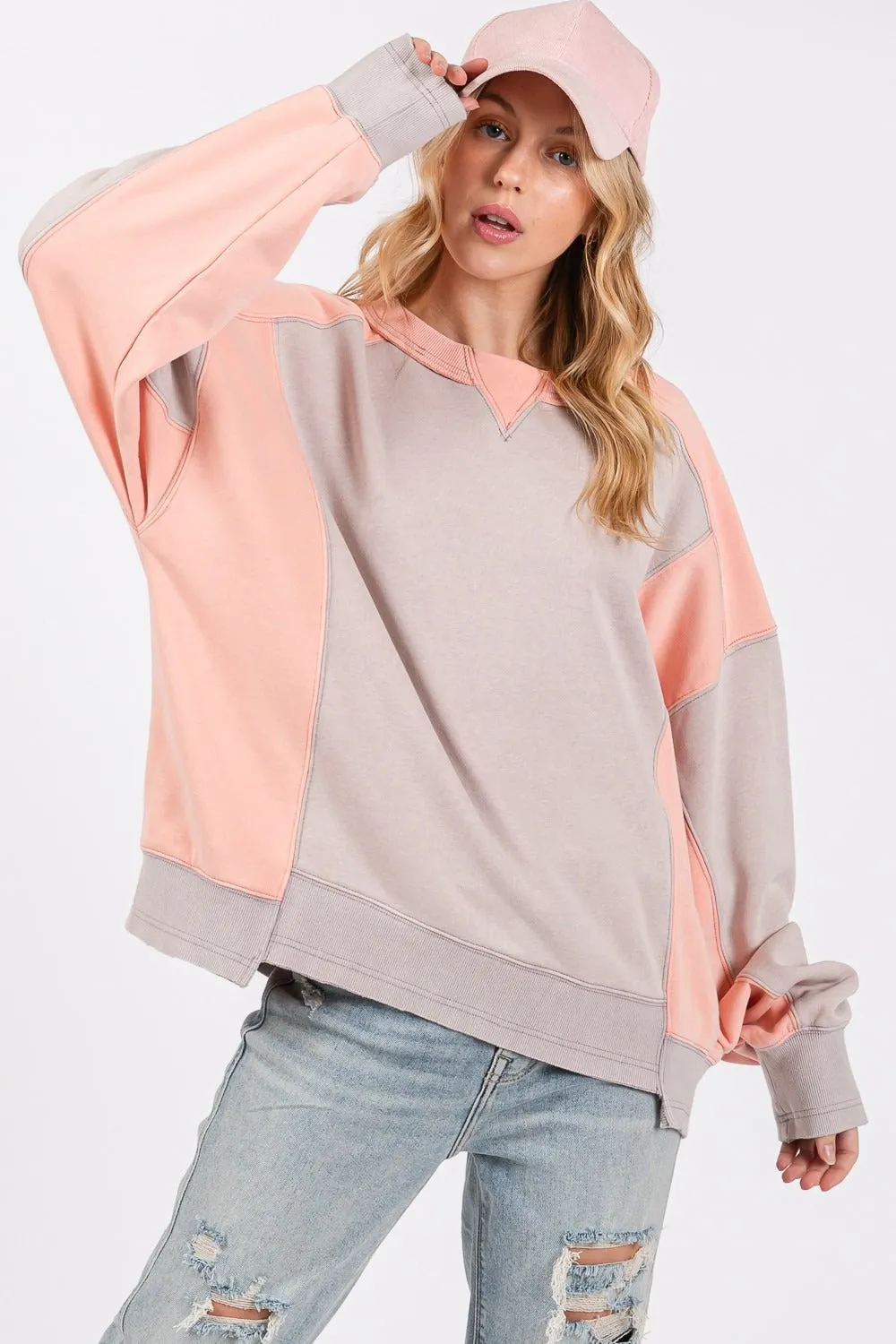 SAGE + FIG Color Block Round Neck Sweatshirt sold by Charming Charlie product image thumbnail 4