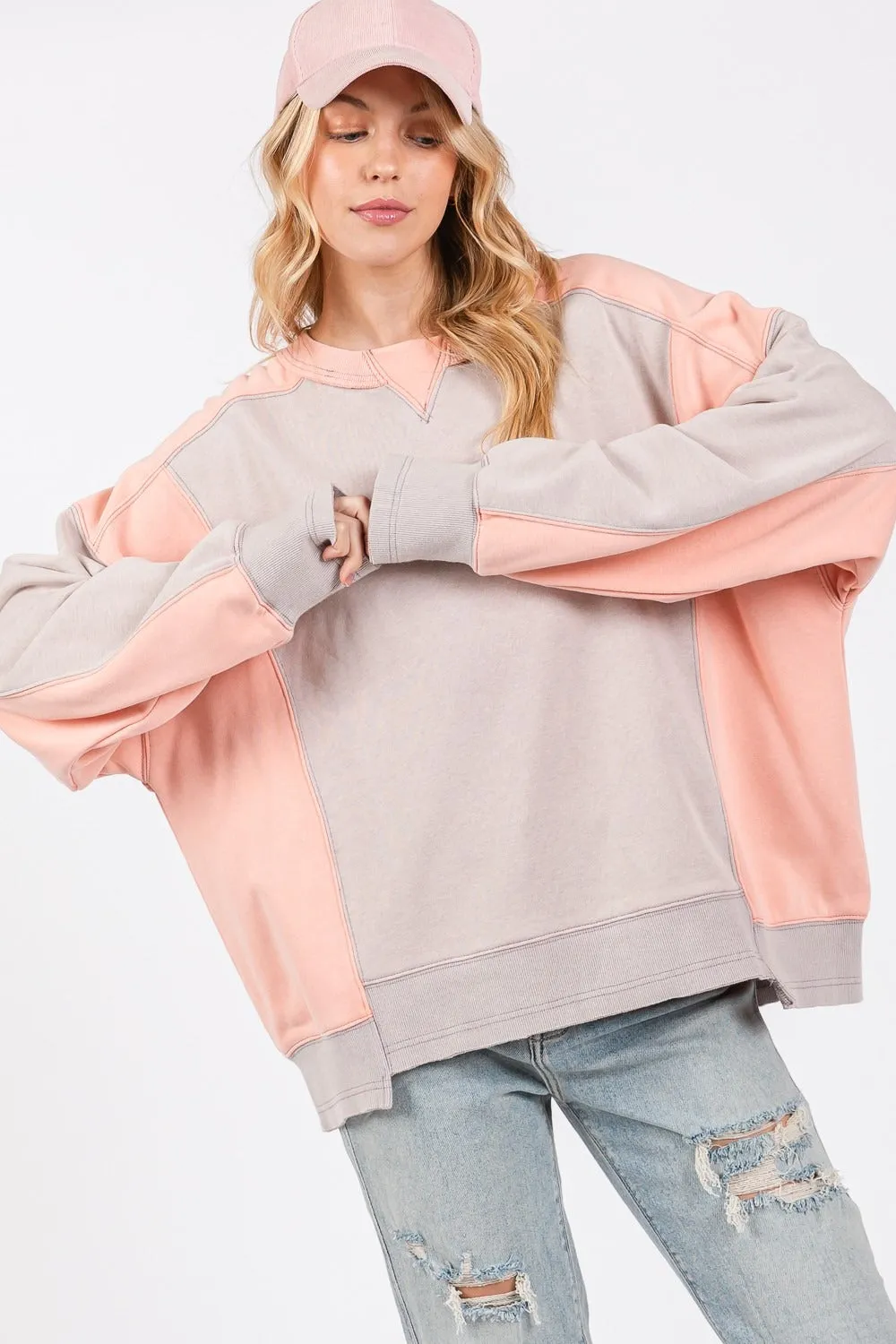 SAGE + FIG Color Block Round Neck Sweatshirt sold by Charming Charlie