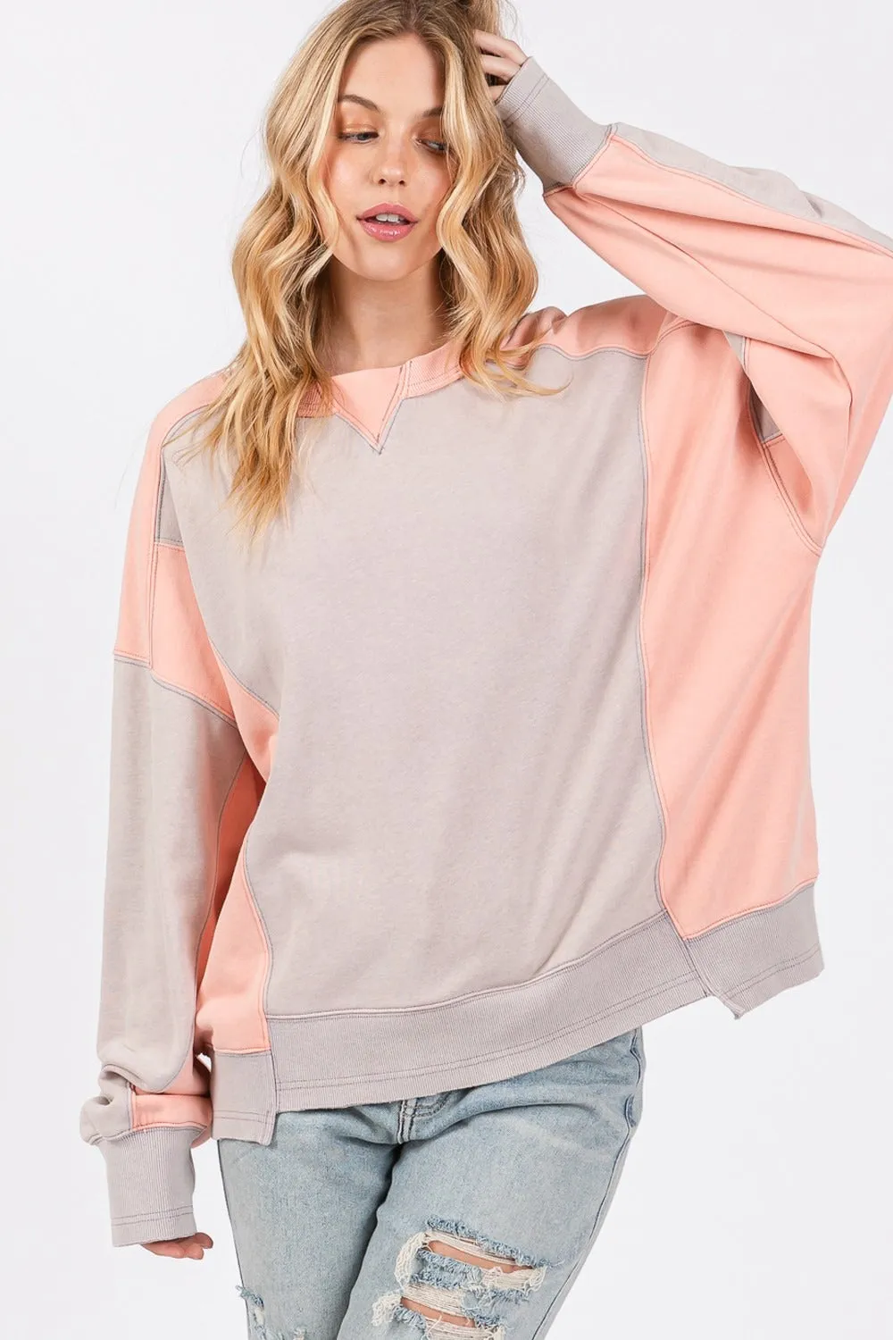 SAGE + FIG Color Block Round Neck Sweatshirt sold by Charming Charlie product image thumbnail 5