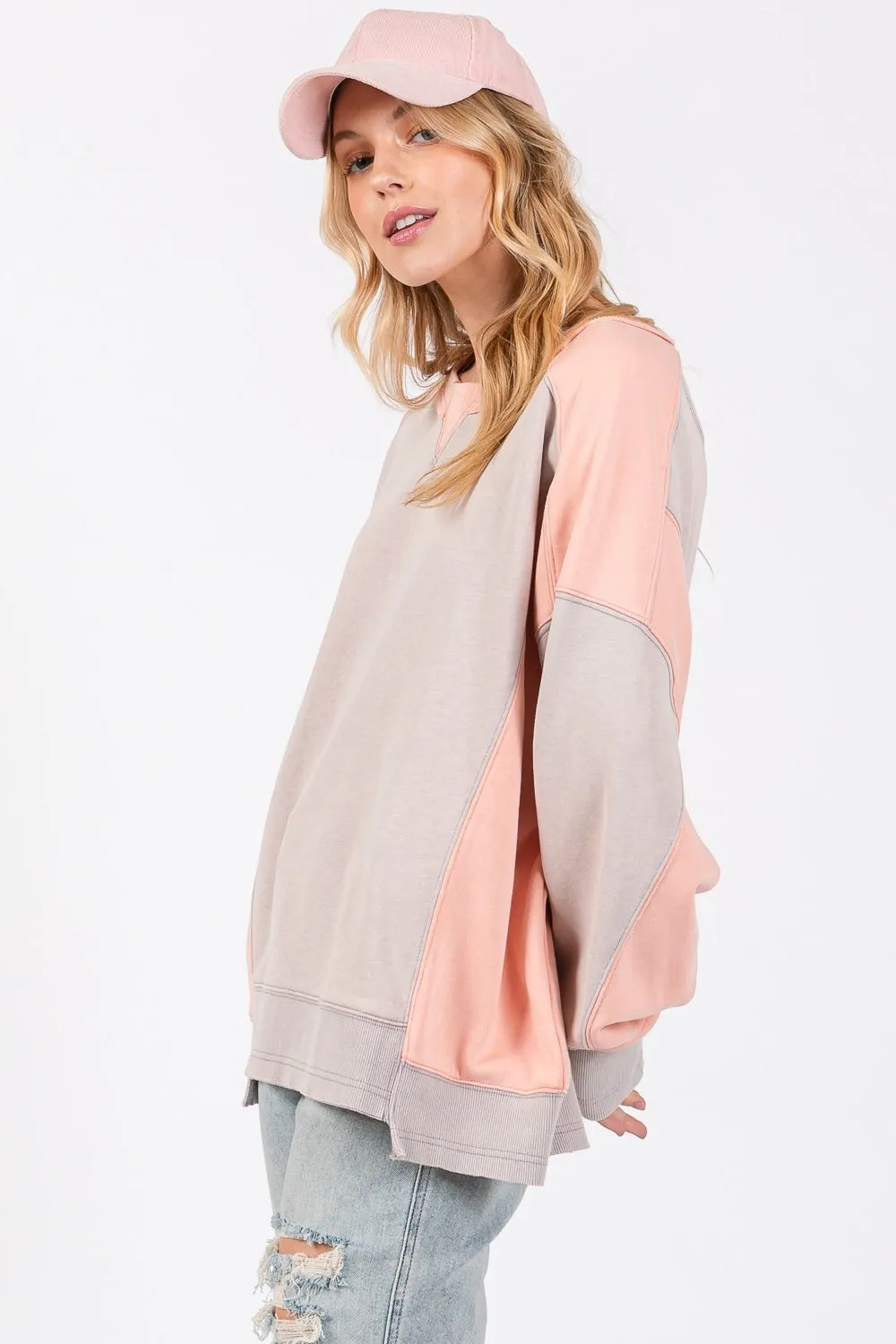SAGE + FIG Color Block Round Neck Sweatshirt sold by Charming Charlie product image thumbnail 3