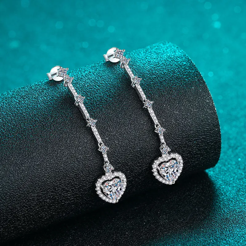 2 Carat Moissanite Zircon 925 Sterling Silver Heart Earrings sold by Charming Charlie product image thumbnail 2