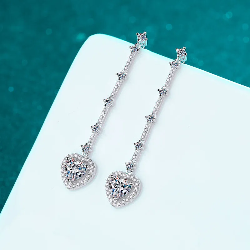 2 Carat Moissanite Zircon 925 Sterling Silver Heart Earrings sold by Charming Charlie product image thumbnail 3
