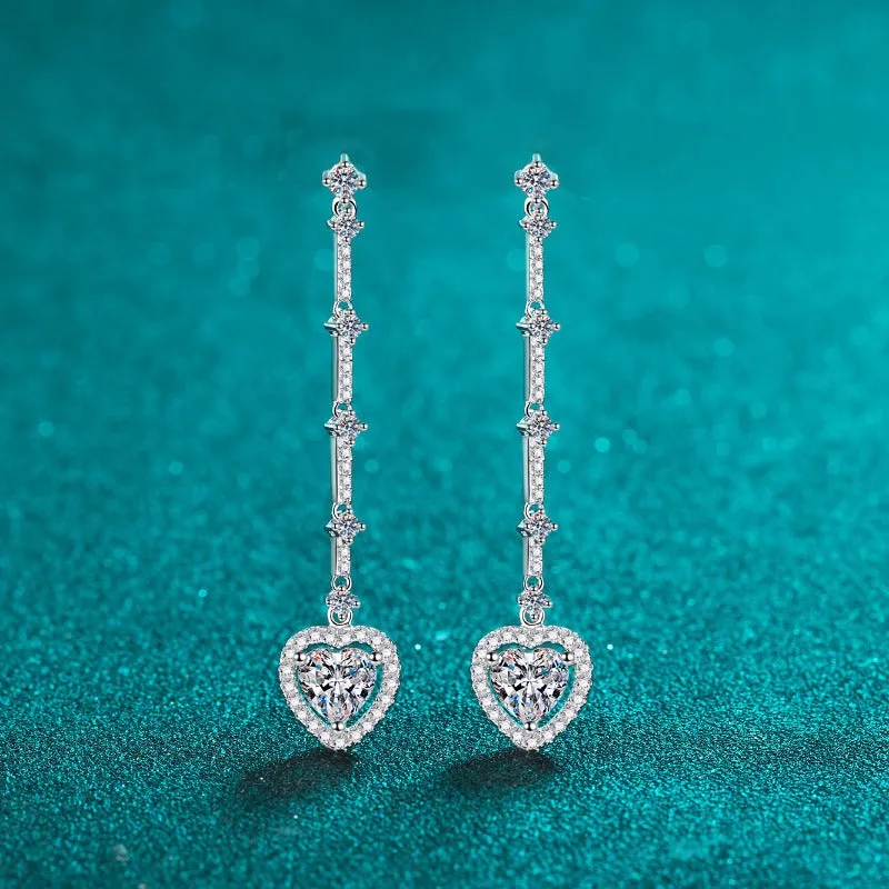 2 Carat Moissanite Zircon 925 Sterling Silver Heart Earrings sold by Charming Charlie