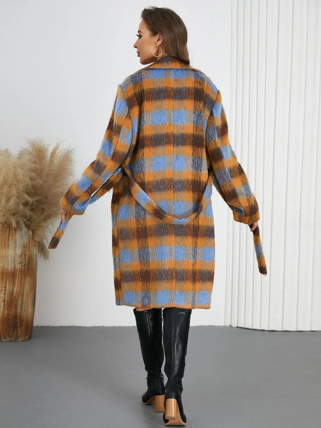 Tied Plaid Collared Neck Coat sold by Charming Charlie product image thumbnail 4