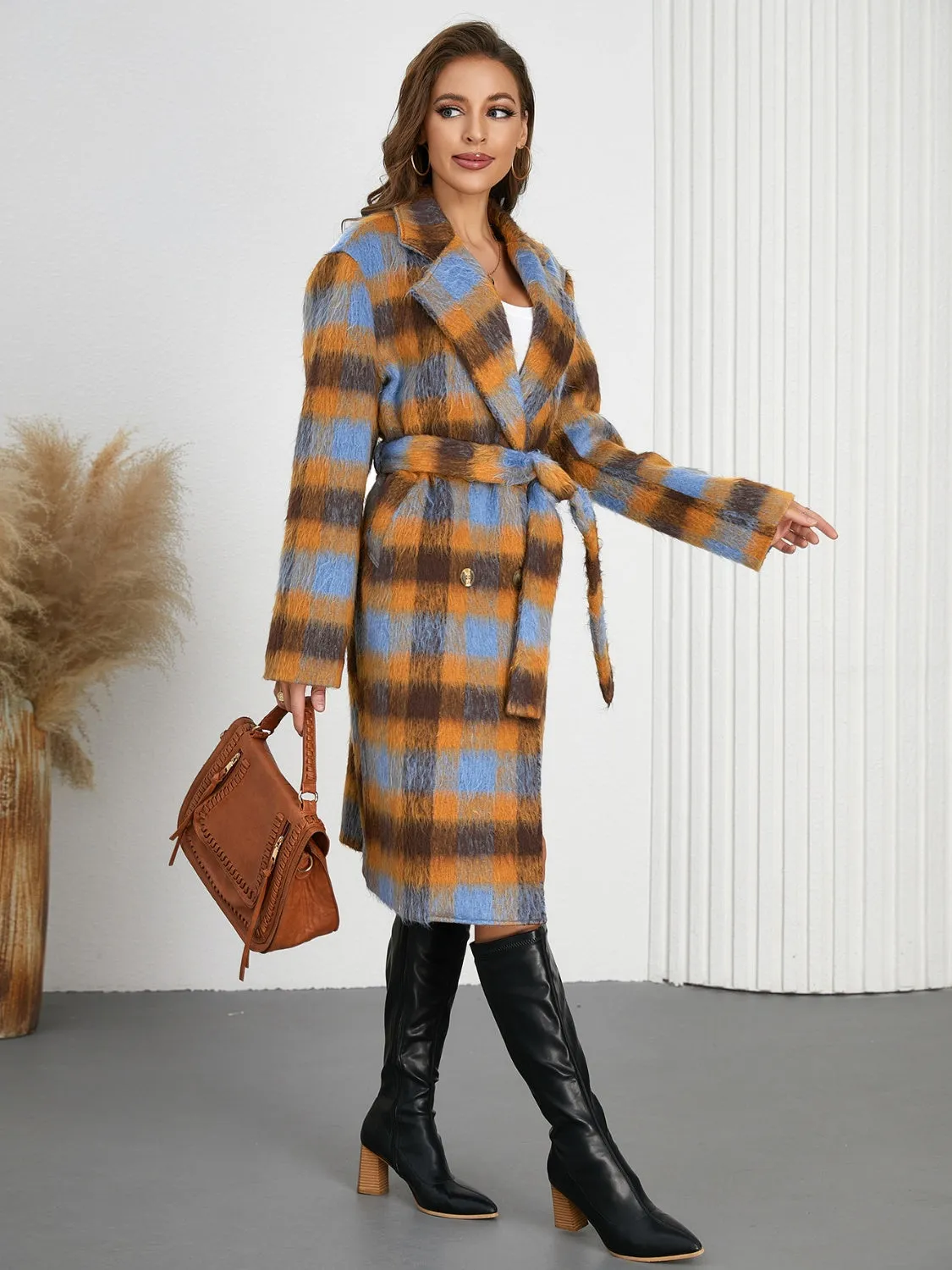 Tied Plaid Collared Neck Coat sold by Charming Charlie product image thumbnail 5