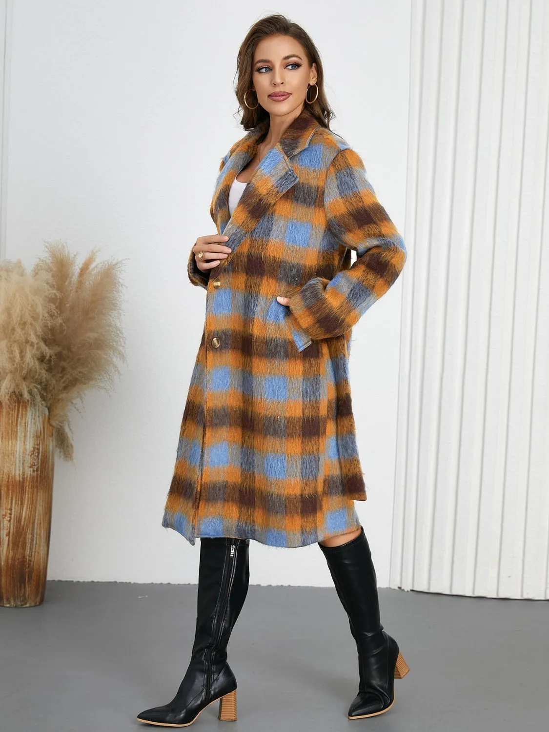 Tied Plaid Collared Neck Coat sold by Charming Charlie product image thumbnail 2