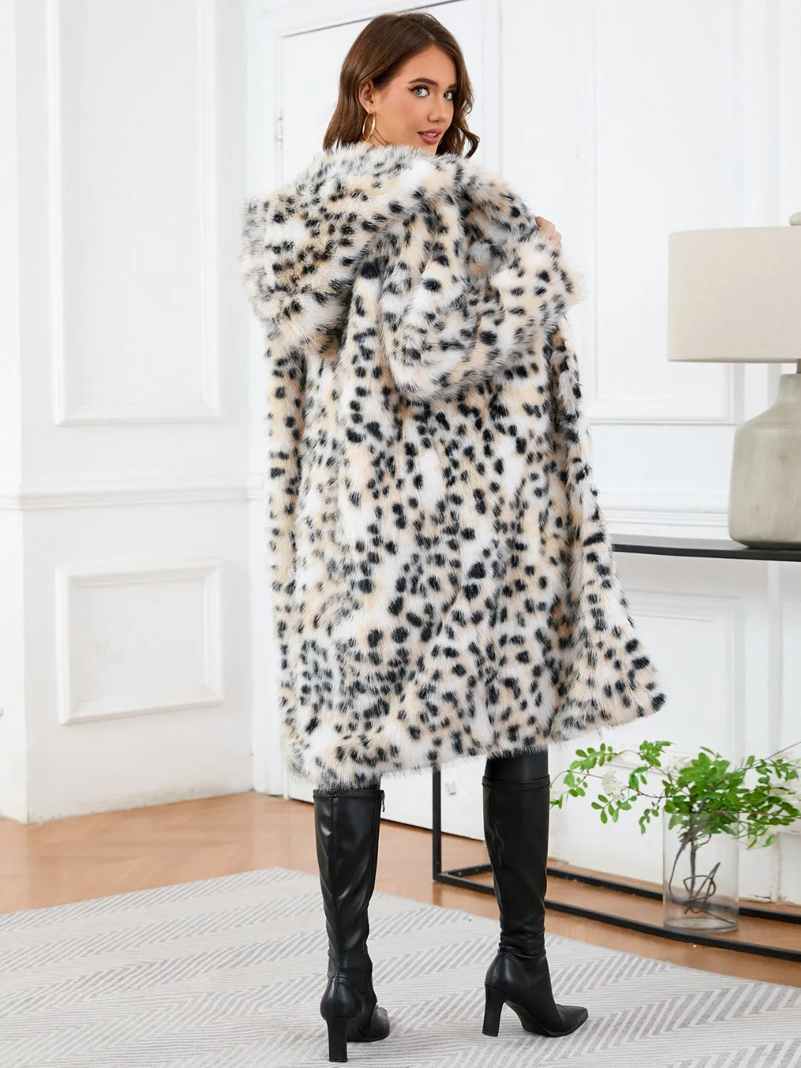 Thermal Leopard Faux Fur Hooded Outerwear sold by Charming Charlie product image thumbnail 5